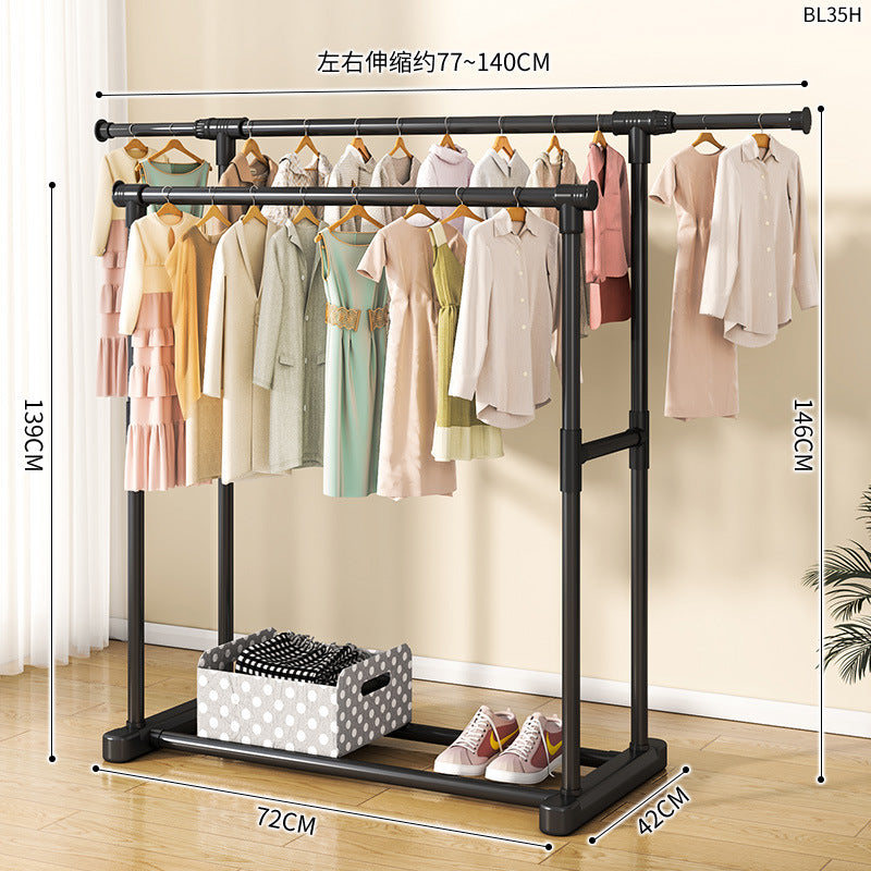 Clothes hanger floor-standing for home balcony indoor simple clothes drying pole movable clothes hanger student dormitory clothes drying rack