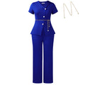D618 european and american style summer women's outfit: chic button-down casual short-sleeve top and pants two-piece fashion african set
