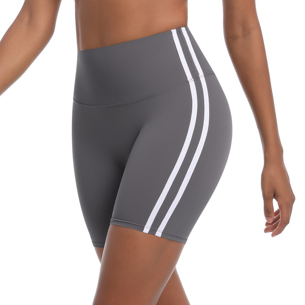 new striped high-waisted peach lift 3/4 leggings - color block breathable sports running yoga shorts for women