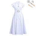 C8664 european and american new arrival elegant summer suit collar chic double-breasted short sleeve plus size african dress