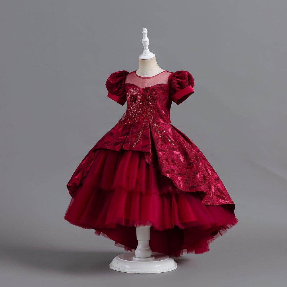 Export children's clothing trailing princess dress sequin pattern wedding dress evening dress christmas holiday dress girl dress