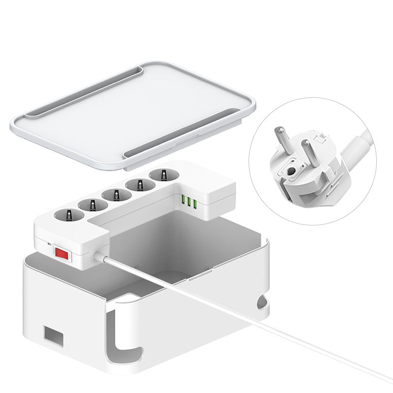 Lidenuo USB porous fast charging socket storage box with wireless charging, multi-functional 5-position socket board storage box 2 meters