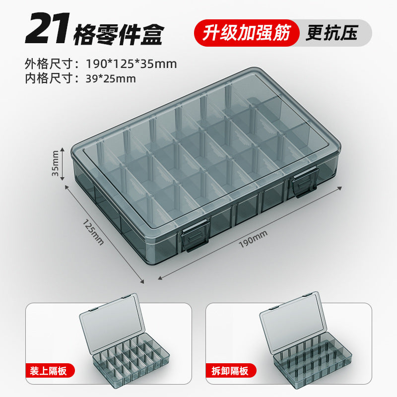 Arrizo Parts Box Multi-grid Transparent Plastic Electronic Accessories Lattice Toolbox Small Screw Box Storage Box