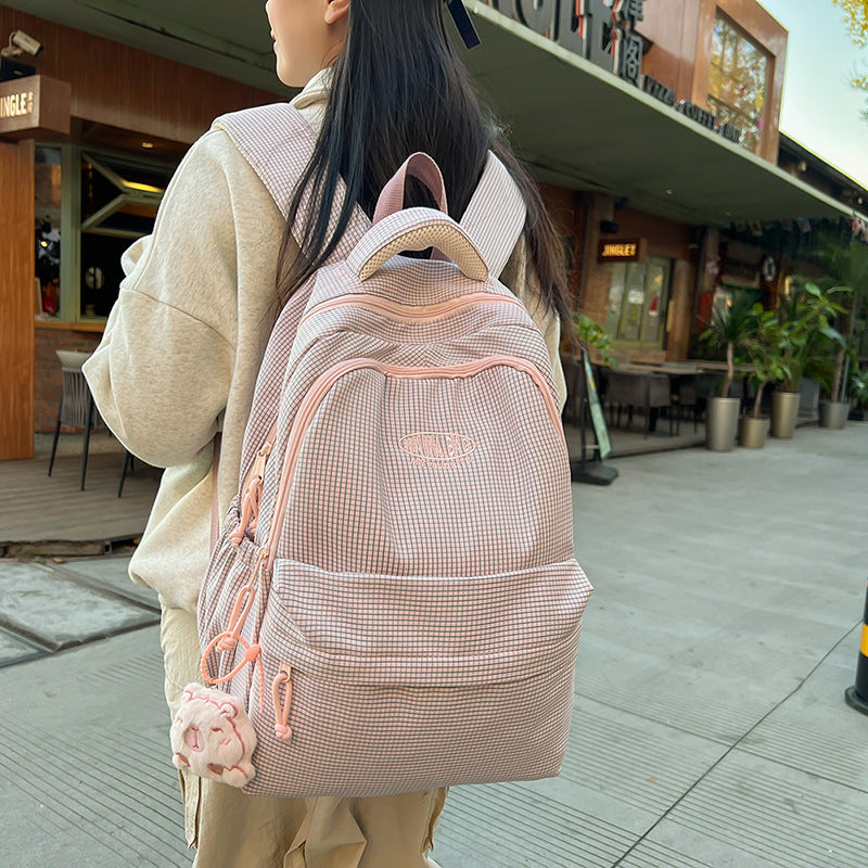 Lightweight junior high school campus schoolbag ins style capibala pendant backpack girls fresh high school student backpack