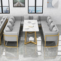 Rectangular table + deep u-shaped combination 10-person gray sofa