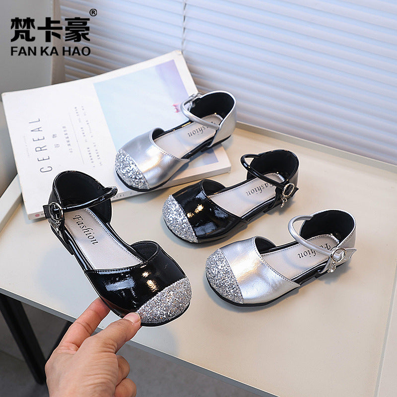 Export children's shoes  summer new girls' rhinestone princess sandals korean style kids' soft sole fashion flats