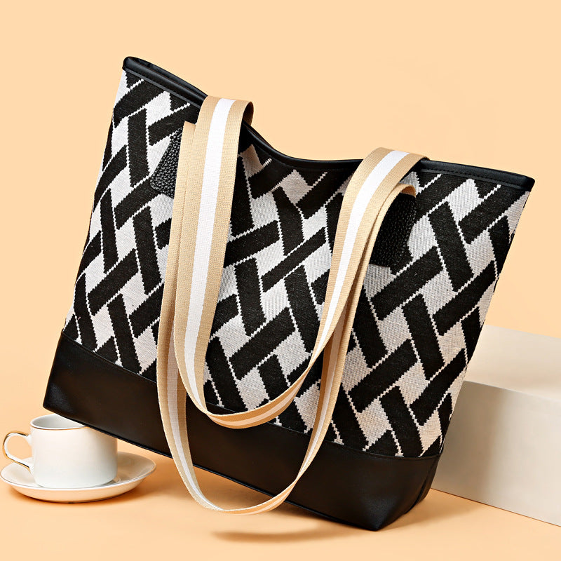 Women's bag 2024 new shoulder bag large capacity handbag fashionable versatile canvas bag commuter tote bag