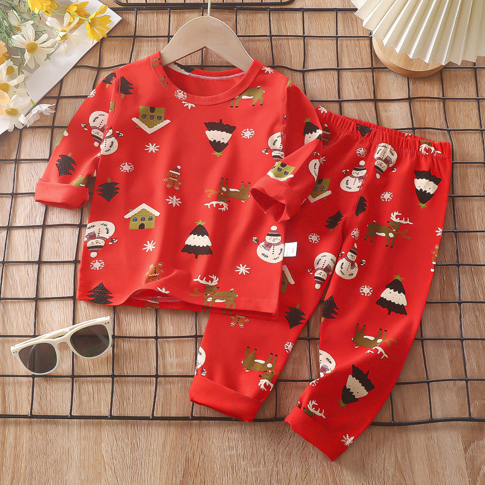 Kids' pajama set spring lycra cotton baby underwear boys' loungewear girls' thermal underwear children's clothing wholesale