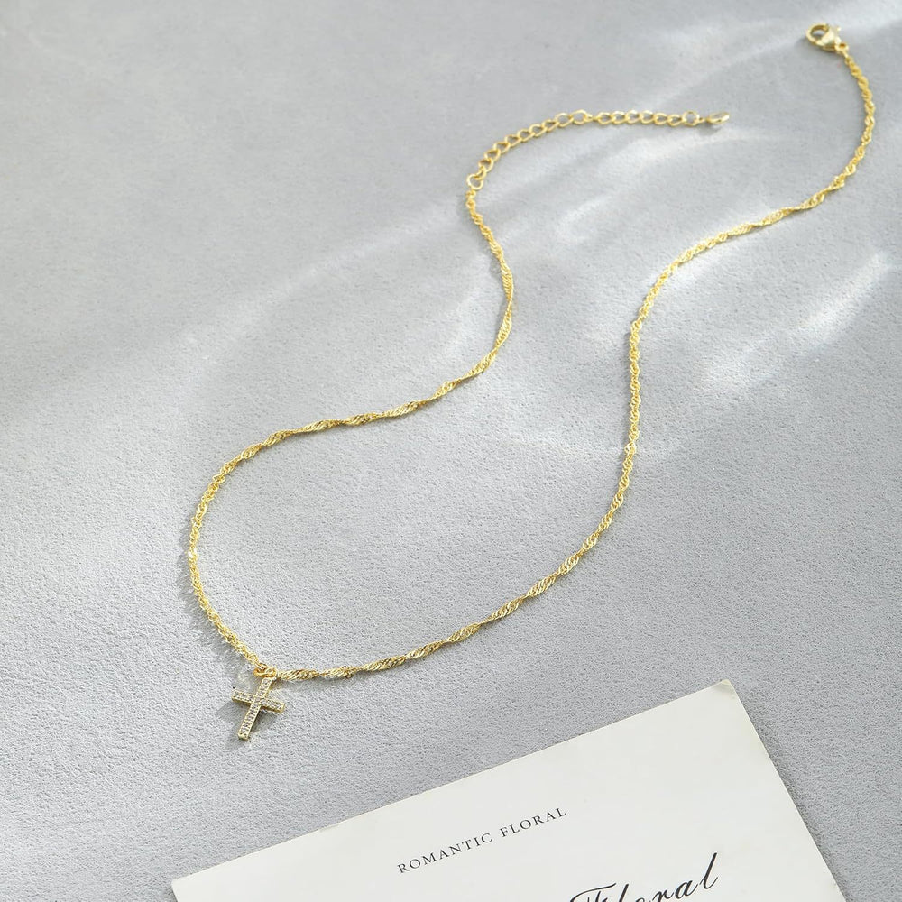 Bestselling european and american new arrival: diamond-studded cross pendant necklace - women's choker, minimalist fashion, commute-ready, exquisite jewelry accessory