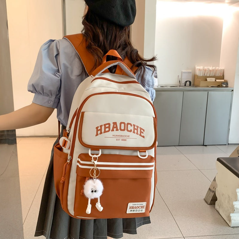 Cross-border new schoolbag female Korean version contrasting colors small and fresh junior high school backpack campus simple large-capacity backpack