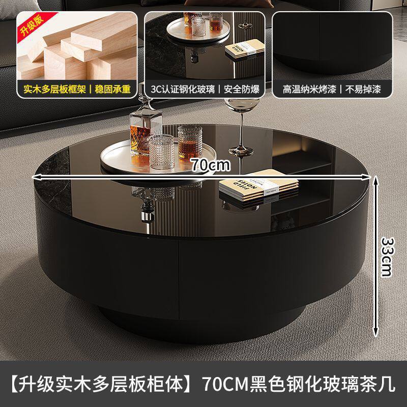 Luxury designer italian minimalist high-end living room home small apartment round glass combination coffee table