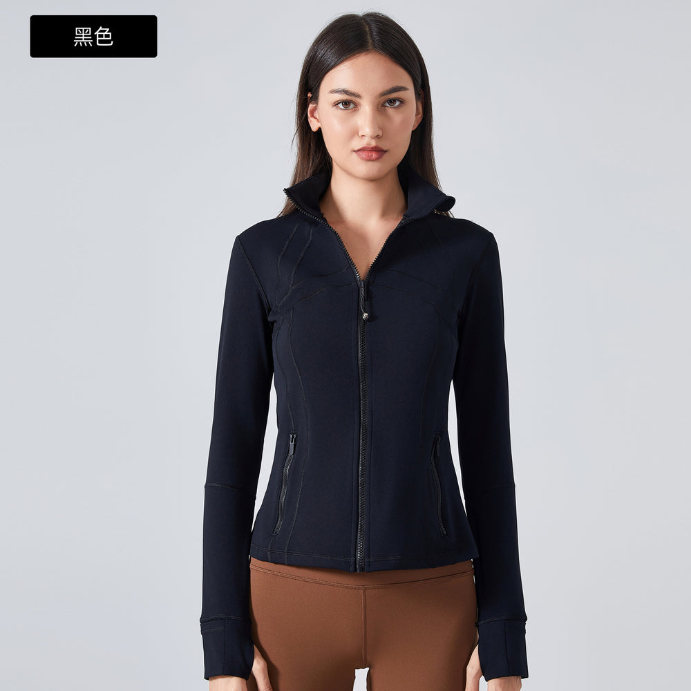 Fall and winternew arrival thin velvet yoga wear topsoutwear women's waist slimming look running heattechlong sleeves fitness wear daw178