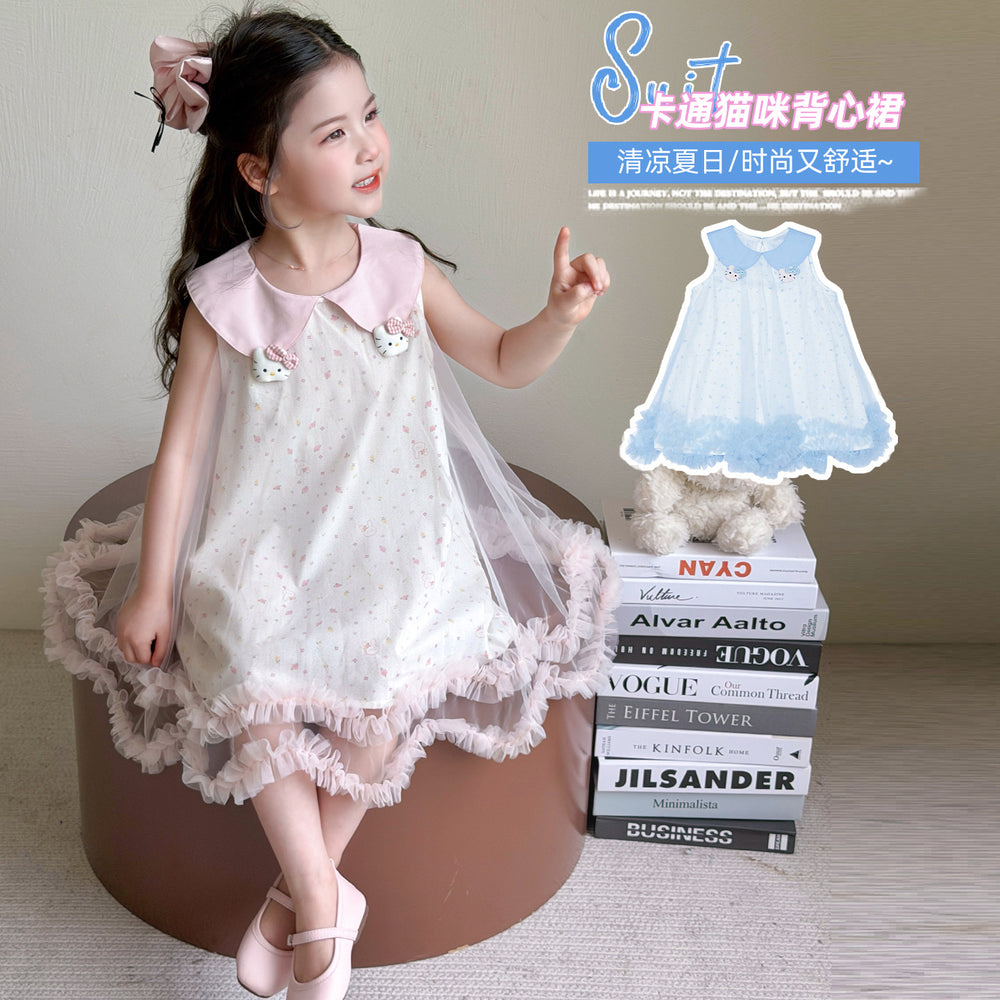 Girls' summer dress  new style chic baby girl mesh tank dress - super cute summer tank dress