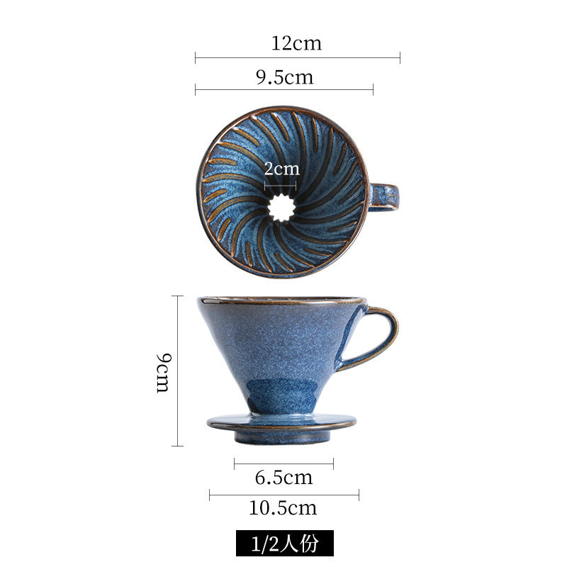 Ceramic hand-brewed coffee filter cup v60 conical fan-shaped drip filter cup filter sharing pot suit extraction