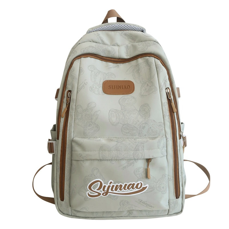 Simple and versatile ins campus style backpack female solid color large capacity high school student schoolbag travel computer backpack