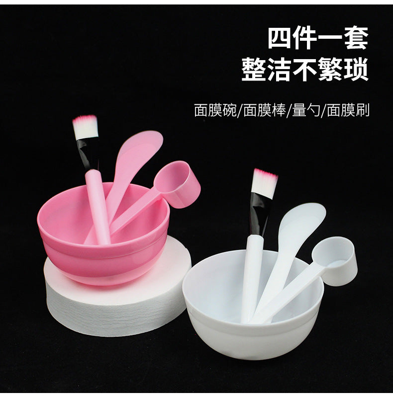 Wholesale facial mask bowl set - 4-piece kit with mask stick, mixing bowl, and spoon - individually packaged mask application tools
