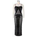 new fashion women's sexy socialite party gold velvet distressed ripped bodycon cami maxi dress