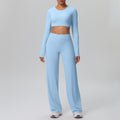 New arrival: solid color double-sided brushed microfiber seamless wide-leg activewear set - perfect for running, yoga, and fitness