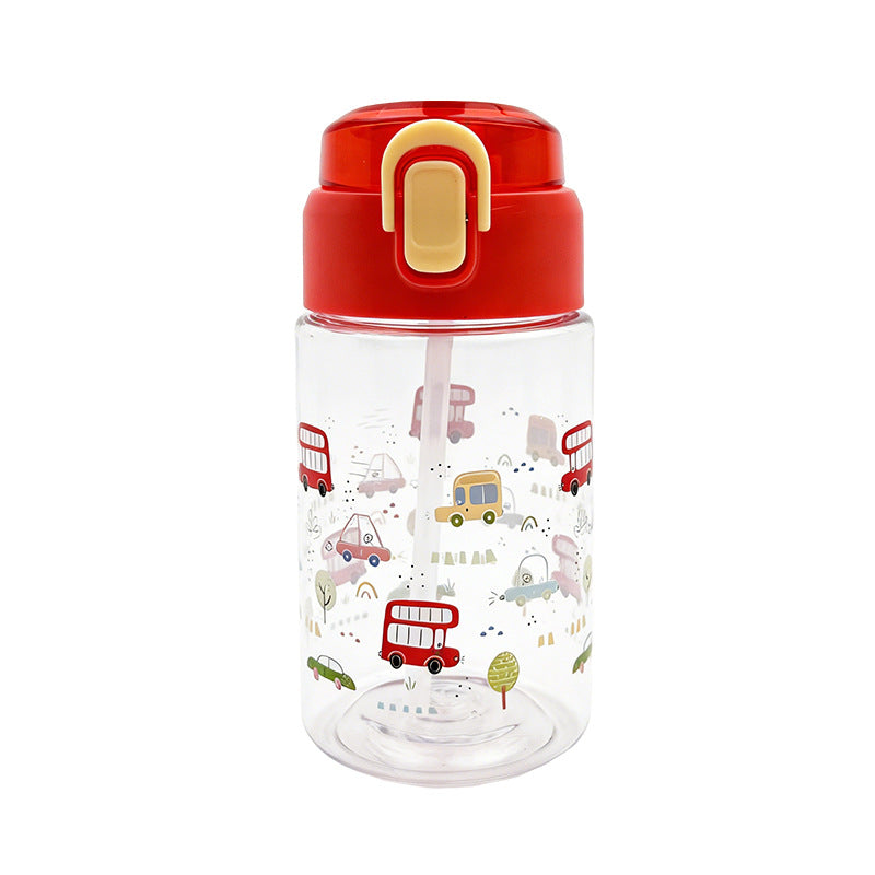 Cute printed kids' water bottle - portable, drop-proof, cartoon plastic cup - stylish and adorable sports tumbler