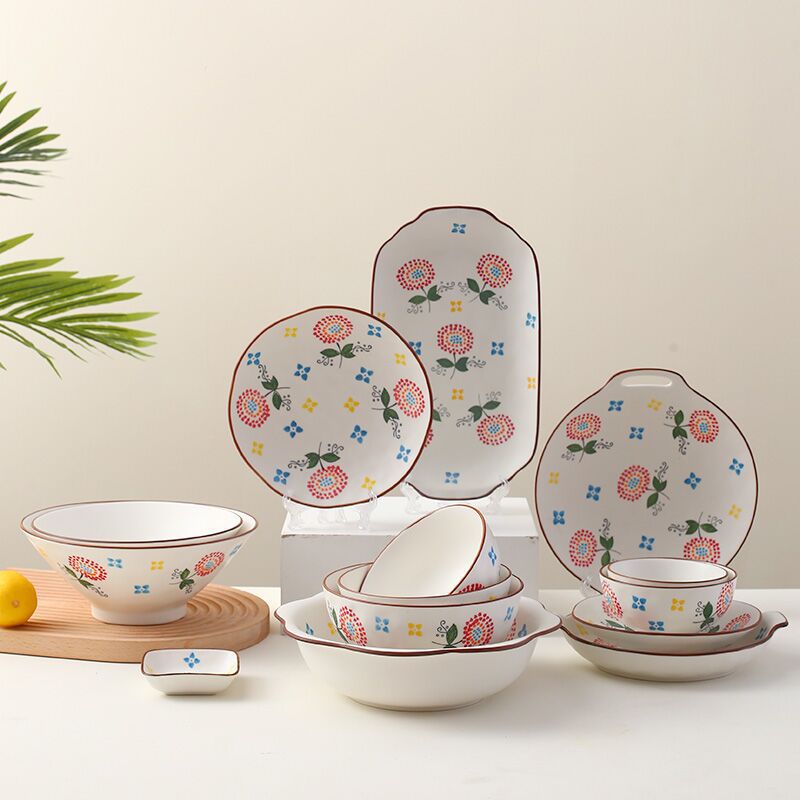 Nordic dinnerware set: creative ceramic bowls, dinner plates, and soup bowls for home use - minimalist underglaze ceramic tableware wholesale