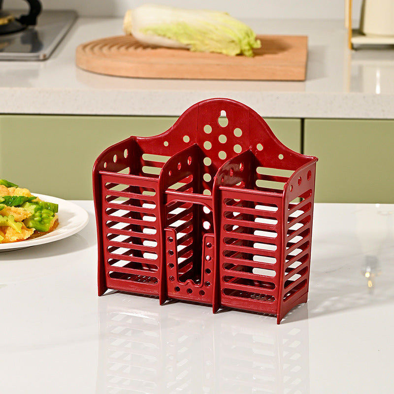 Chopstick cage for home multi-function drain rack chopstick barrel kitchen tableware spoon storage box can be wall mounted no punching