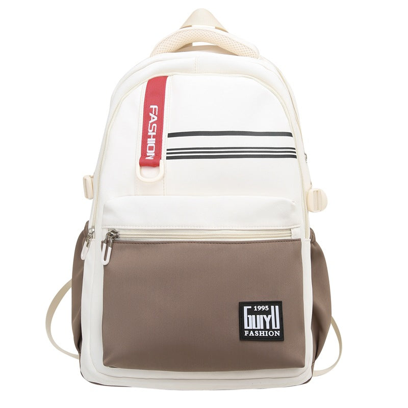 School bag, new, junior high school students, high school students, large-capacity burden reduction, lightweight backpack, simple texture backpack