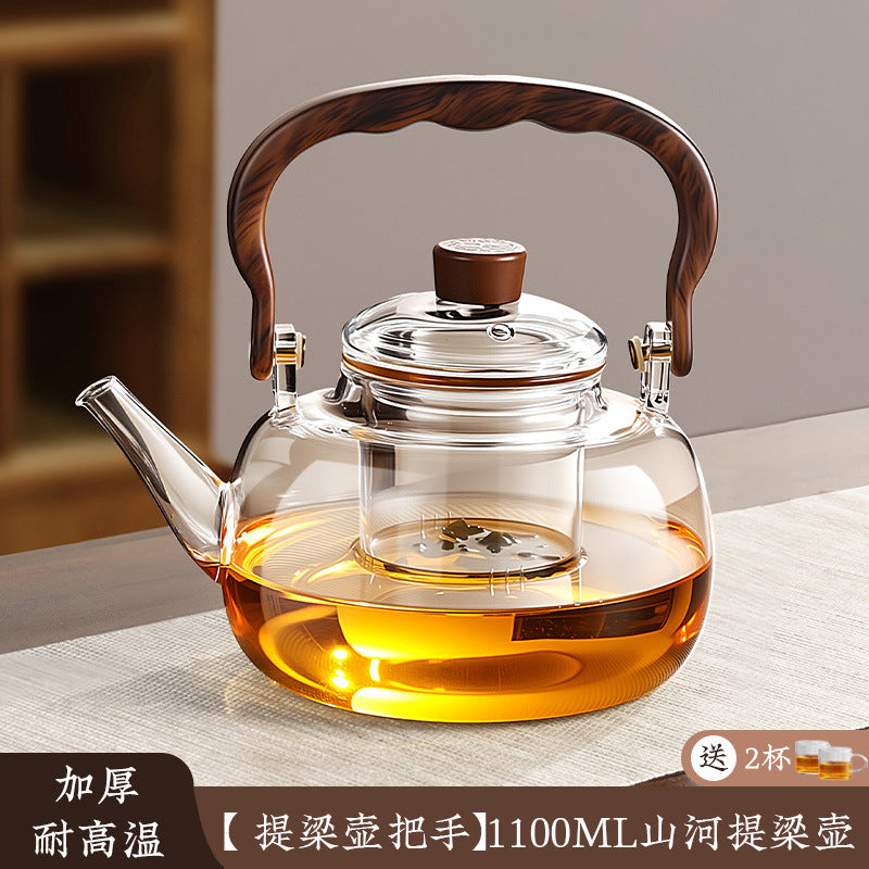 Glass teapot, tea water separation kettle, teapot, flower teapot, stove tea maker, tea set suit, heat-resistant glass