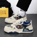 Men's winter breathable versatile casual designer sneakers - unique skate shoes for teens, thick-soled height-increasing canvas trendy footwear