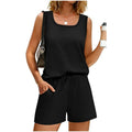 Amazon fashion cross-border y2 women's summer casual shorts suit vest square neck sleeveless sportswear with mouth
