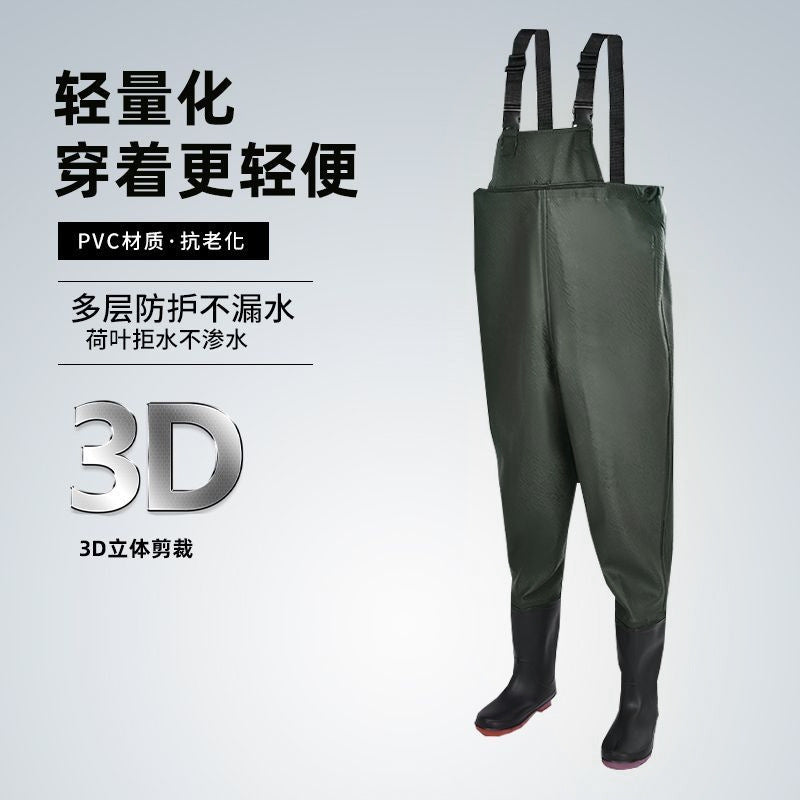 Water pants, full body thickened water pants, mennew arrivalwaterproof pants, water shoes, one-piece fish-catching rain pants, sea-catching jumpsuits