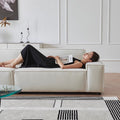 Wabi-sabi style linen three-person fabric sofa small apartment living room b&b tofu block classy cotton and linen cream style removable and washable