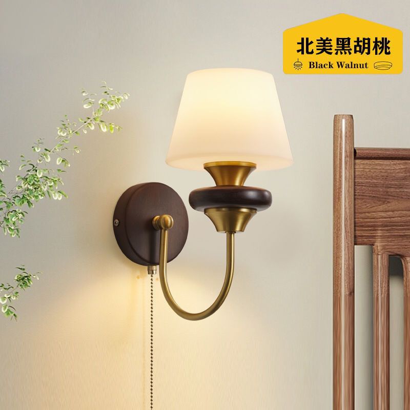French wall lamp, medieval bedside, living room, retro bedroom bedside lamp, american aisle, solid wood corridor background wall lamp