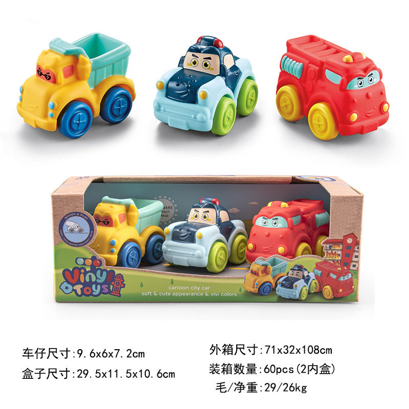 Cross-border export  cartoon toys soft glue animals children inertia car baby q cute car toy car