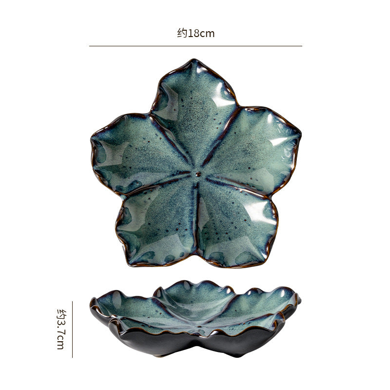 Insstylish five-pointed petal ceramic plate entrance jewelry display tray internet celebrity props storage plate