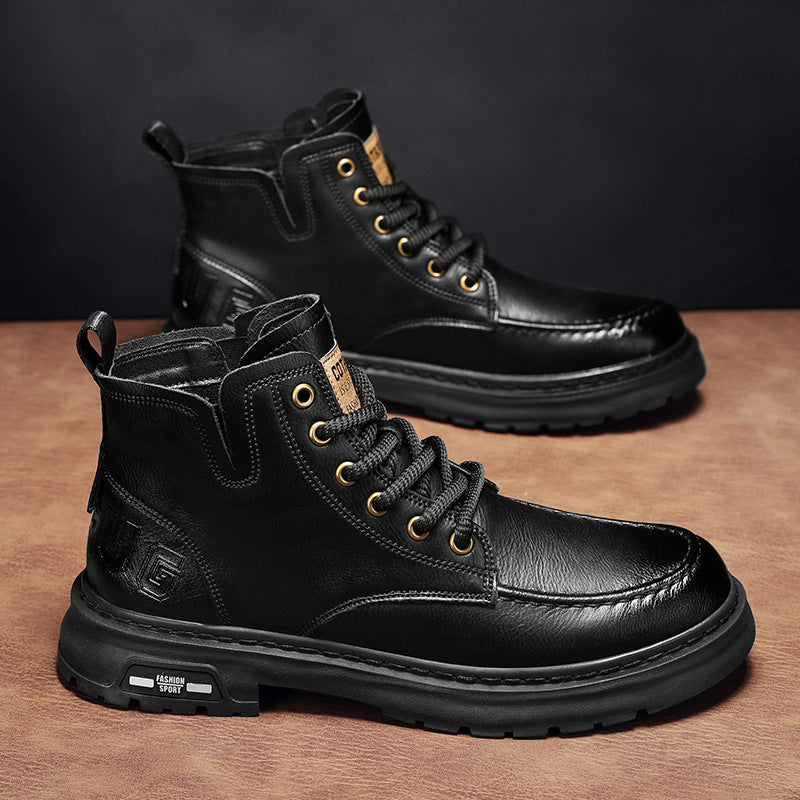 Fall and wintermen high-end bootsbest selling lightweight thick soleeasiest for matchbest sellingk-stylefashiontrendy men's shoes