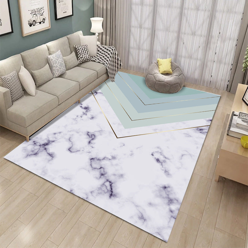 Custom-made modern minimalist marble texture plaid area rug - full coverage light luxury home living room carpet