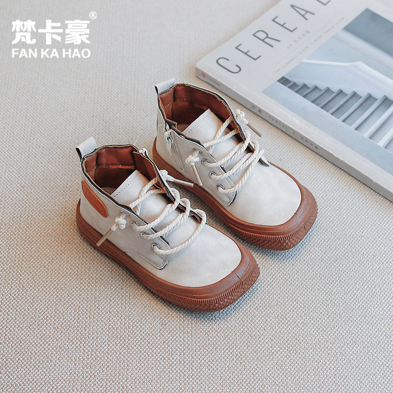 First come, first served! get a pair of kids' casual shoes for just ¥9. new autumn/winter collection: boys' double-layered cotton short boots, student square-toe, fleece-lined shoes