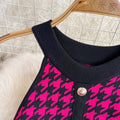 summer american retro halter neck off-shoulder slimming a-line knit mini dress for petite figures