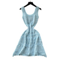 French white sleeveless knittingdress women's summer new arrival cool cut out waist slimming look a-line skirt qianjin style