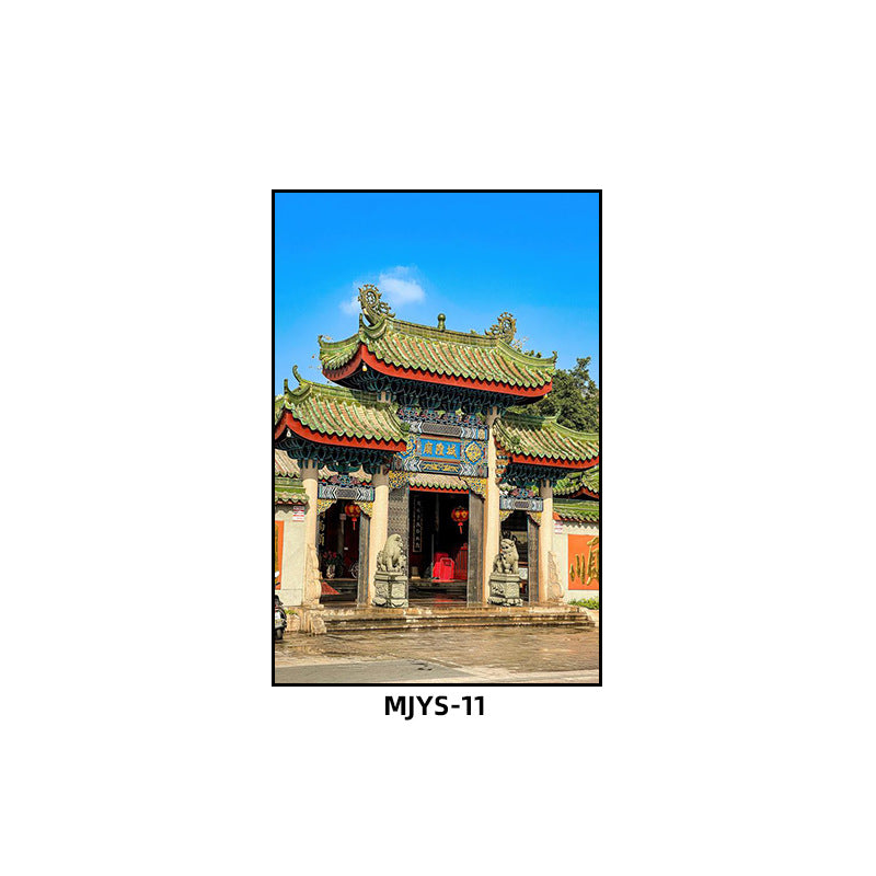 Jieyang ancient city architectural landscape hanging painting hotel box wall decoration painting hot pot restaurant restaurant characteristic cultural tourism mural