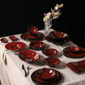Personalized burgundy ceramic restaurant hotel tableware embossed exquisite fruit dessert plate tea tray for home dish plate salad bowl