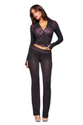 new arrival: ins-style fashion print trendy streetwear leopard print zip-up long sleeve jacket and pants set