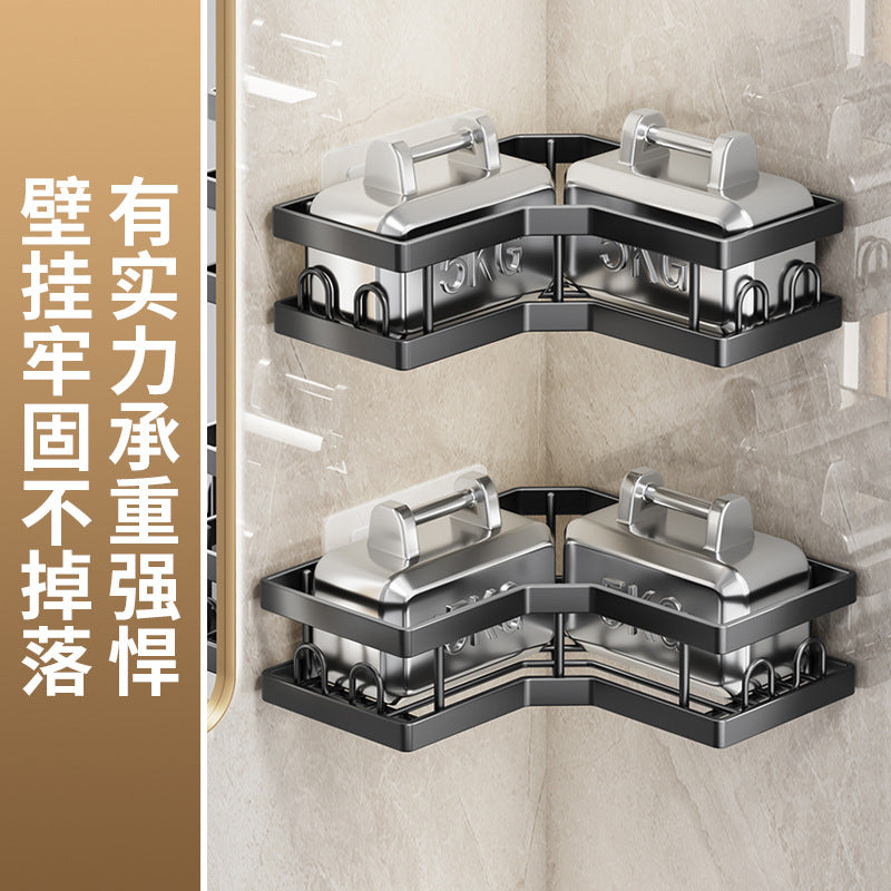 No punching toilet rack, bathroom, bathroom storage rack, shower gel, soap, wall hanging tripod, one piece will be sent on behalf of you.