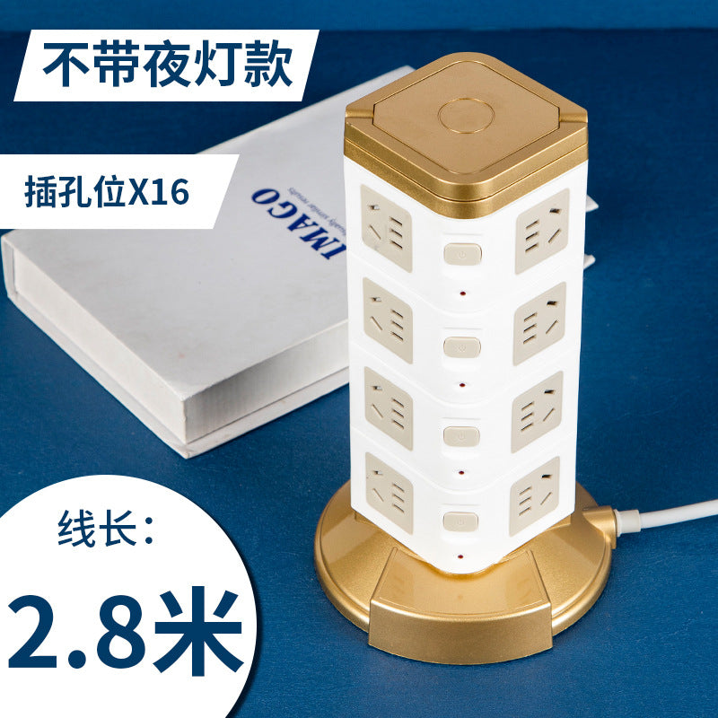 Multifunctional smart socket long line night light plug strip multi-hole plug-in board usb plug-in tower office vertical plug-in