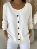 2025 new women's solid color knitted button-down cardigan, loose fit, casual style, european and american cross-border amazon independent website