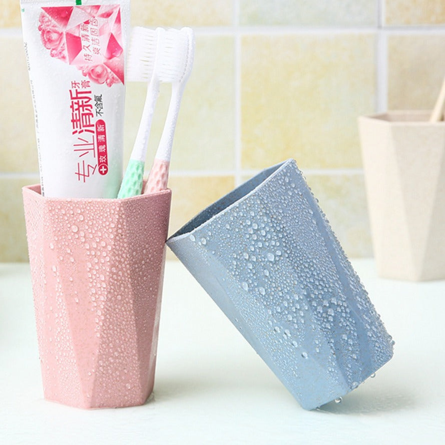 Wheat straw is fresh, rhombus cup brushing cup mouthwash cup, couple toothbrush cup washing cup simple candy color
