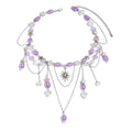European and american cross-border purple fairy style tassel sun pendant necklace women's retro french layered necklace