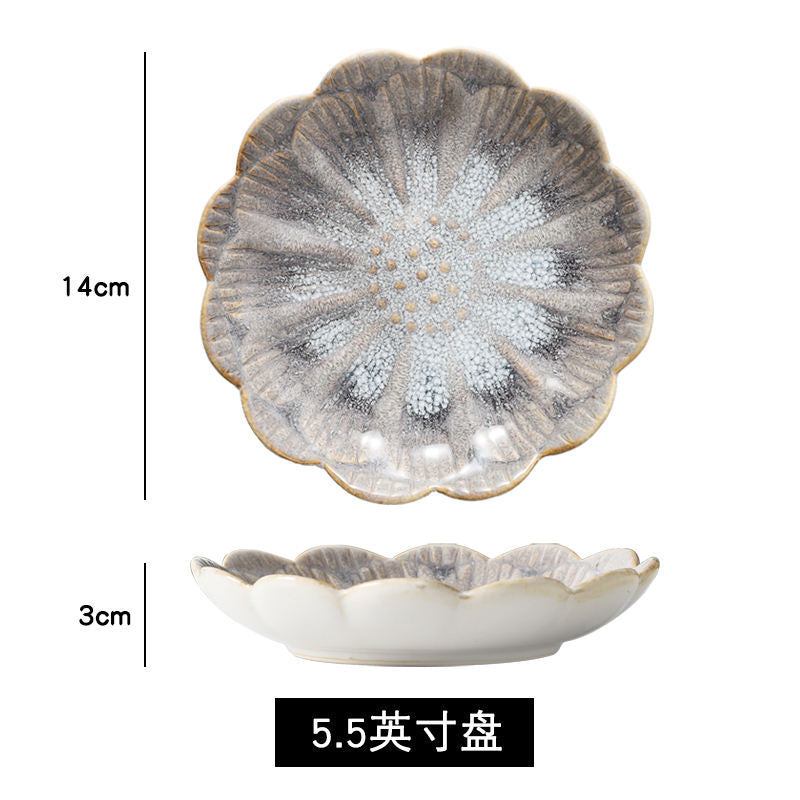 Japanese retro dipping sauce dish ceramic seasoning dish home restaurant stylish high-value seasoning snack dish cold dish plate