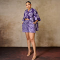 European and american cross-border women's fashion:  autumn new collection - trendy printed v-neck loose cropped top and wide-leg shorts set
