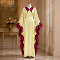 African plus size loose lapel batwing sleeve dress - tiered ruffle hem party bubu gown